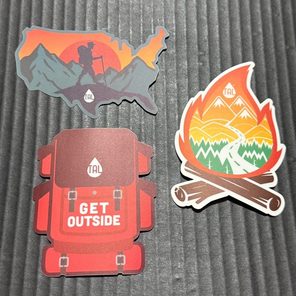 Outdoor Adventure Camping Hiking Vinyl Water Bottle Bumper Window Stickers 3pc